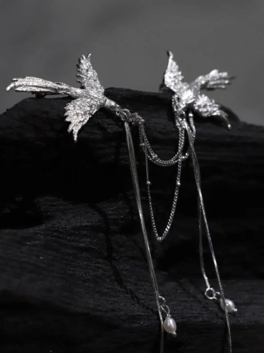 New‎ - Phoenix Brooch Pins Delicate Pearl Long Fringe Pearl Bird Lapel Pins